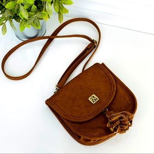 Roxy Women’s Brown and Gold Vegan PU Leather Mini Crossbody Purse